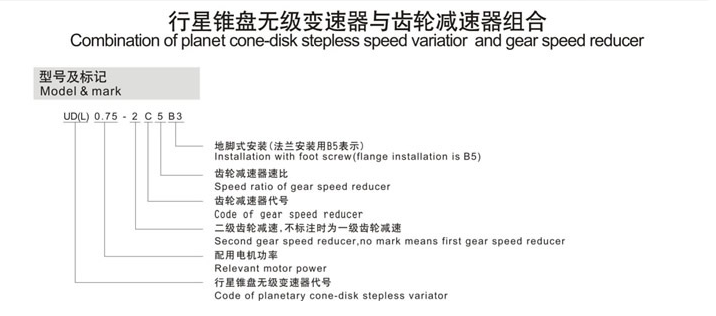 行星錐盤無(wú)級(jí)變速器與齒輪減速器組合